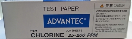 Giấy thử Chlorine Advantec 25-200 ppm - Test nhanh Clo dư trong nước, khử trùng (300 test/hộp)